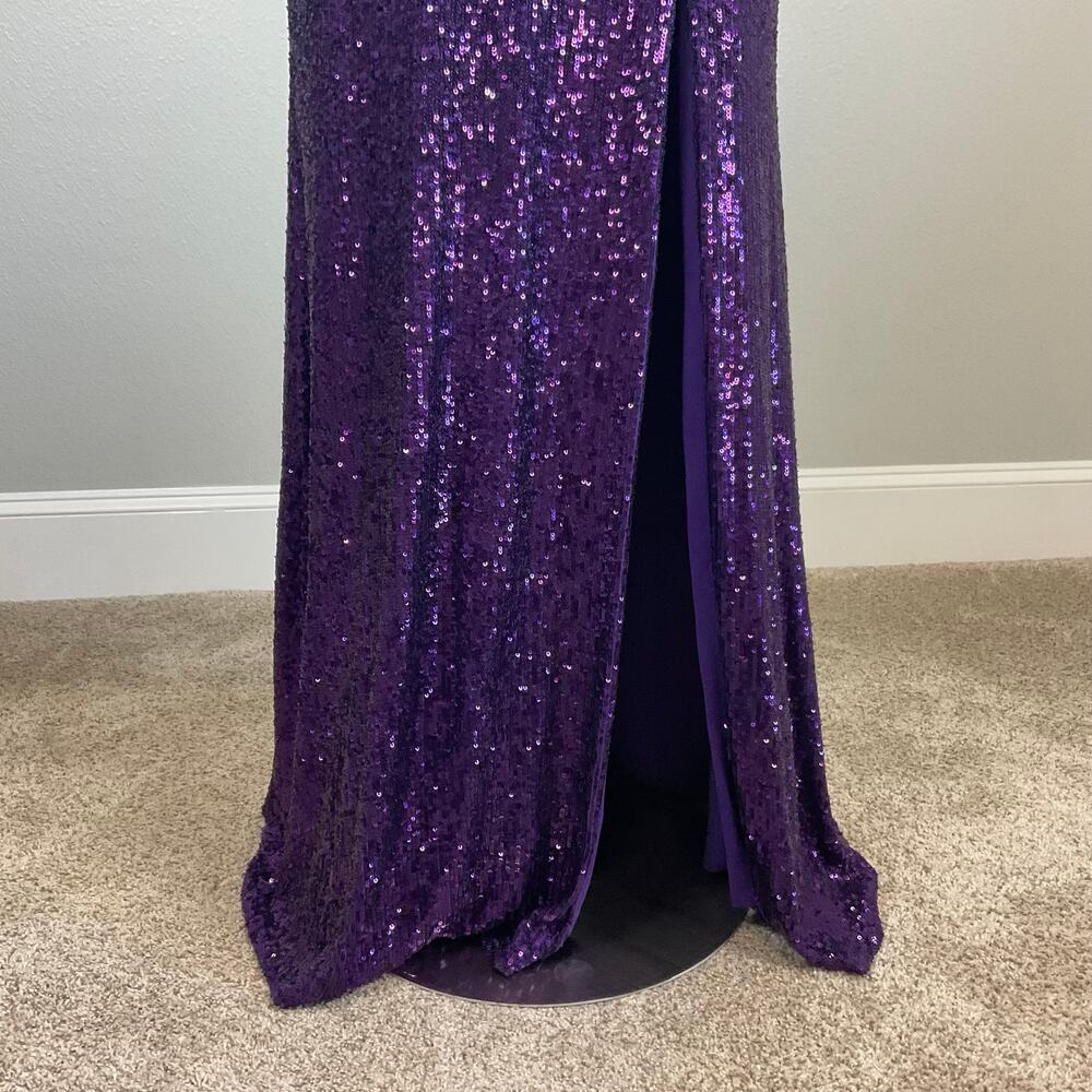Strapless Sequined Thigh Slit Column Gown Purple Size 6 Formal Dress by AQUA - Picture 10 of 13